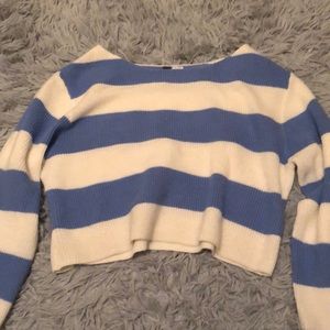Divided blue/white sweater (cropped)